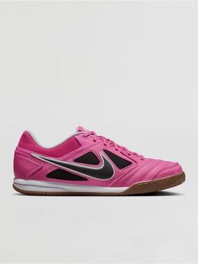 Nike Women's Pink Indoor Soccer Shoe with Black Swoosh